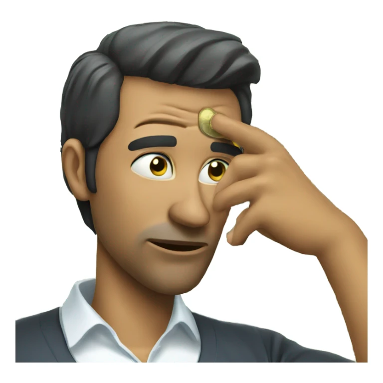 A man wipes his tears with money sticker