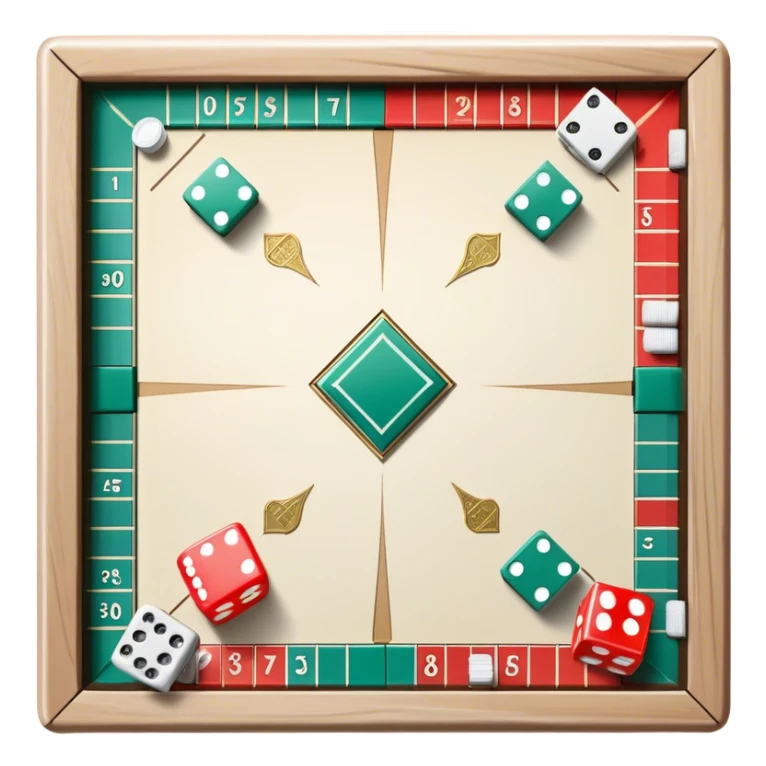 A photorealistic icon featuring a backgammon board with dice, a Monopoly board with money and property cards and a Game of Life spinner. The design captures the detailed textures of the boards, pieces, and accessories. Transparent background. sticker
