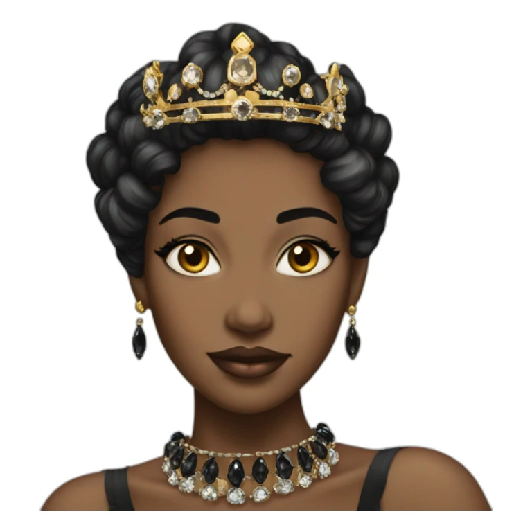 black women's crown with dark crystals in Vicrorian style sticker