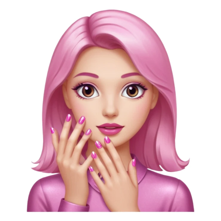 Pink manicure shimmer nails woman sticker