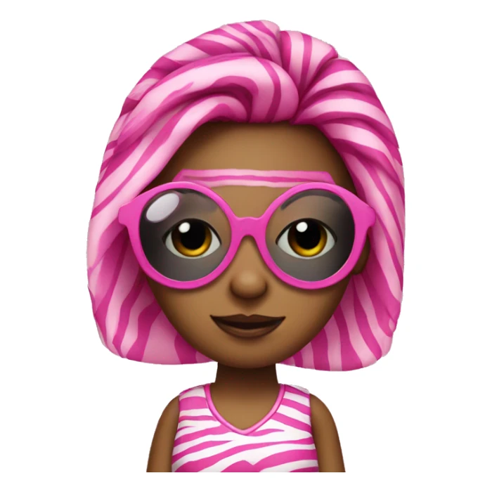 Girl pink zebra with sunglasses on hair   sticker