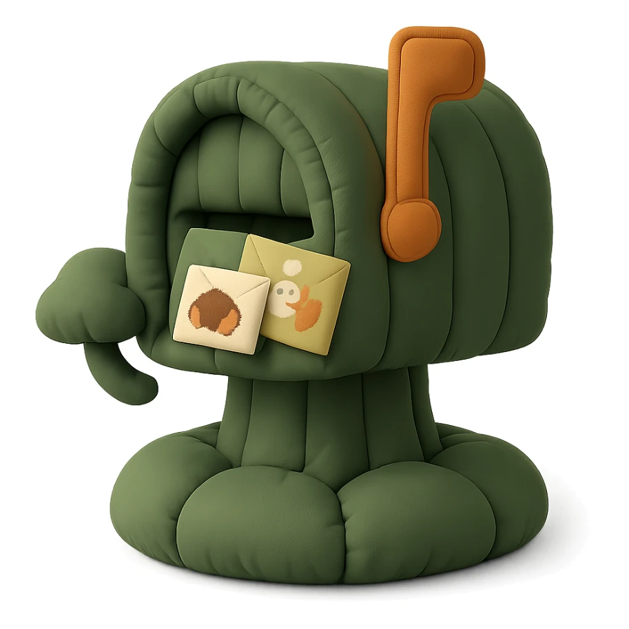 forest mailbox with tiny animal letters, cozy woodland theme, cushion style sticker