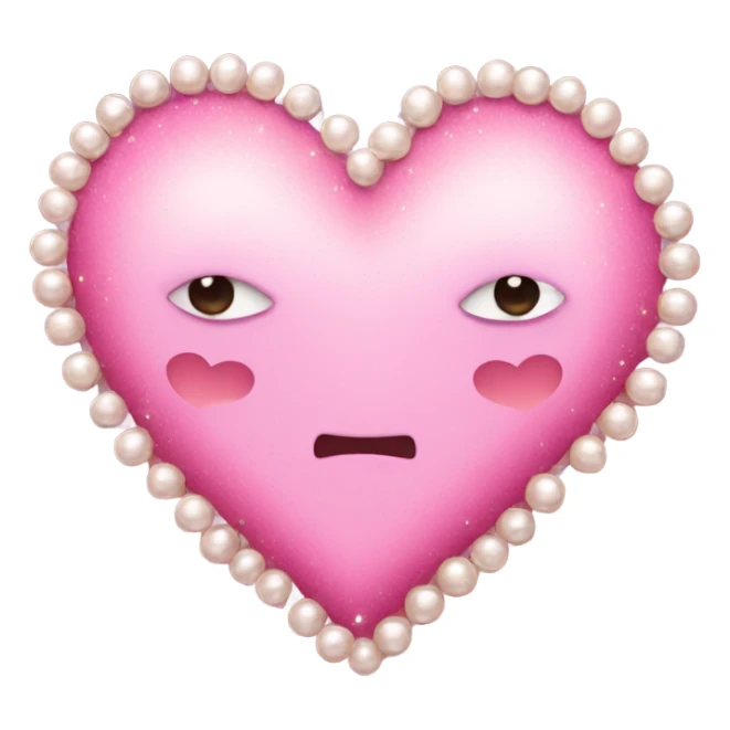 pink heart with sparkles and pearls sticker