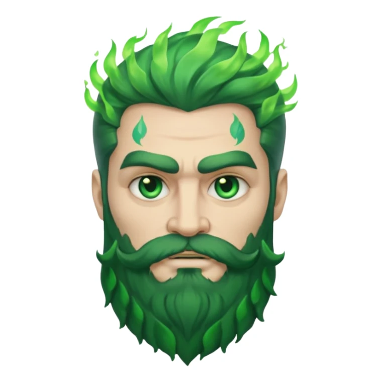hades greek god with green flames and beard sticker