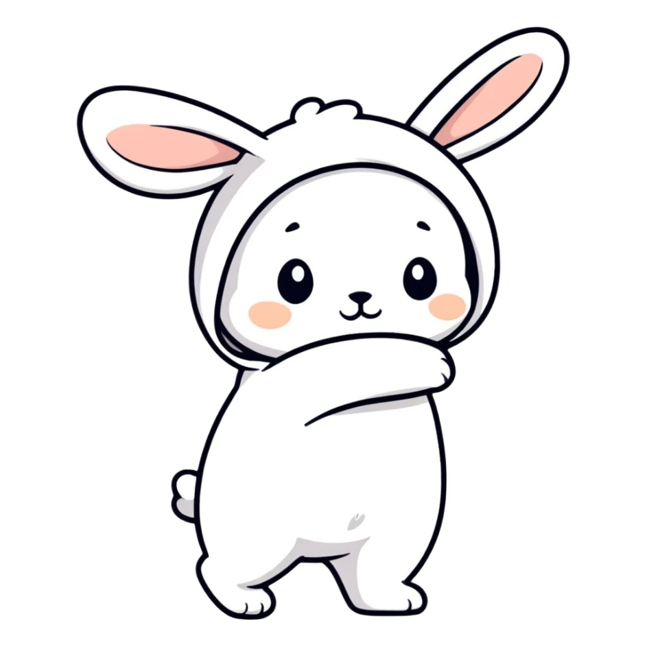 Cute hug wearing a bunny hat sticker