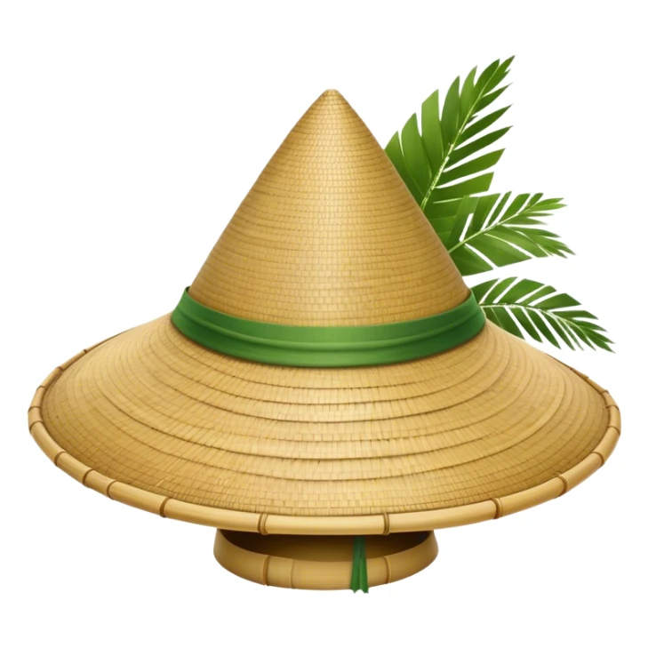 ​Cinematic Realistic Traditional Vietnamese Nón Lá, depicted as a delicately crafted conical hat made of bamboo and palm leaves with subtle texture and natural wear, evoking authentic cultural heritage, please show the hat only sticker