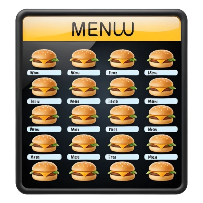 digital menu board with menu of restaurant items not emoticons sticker
