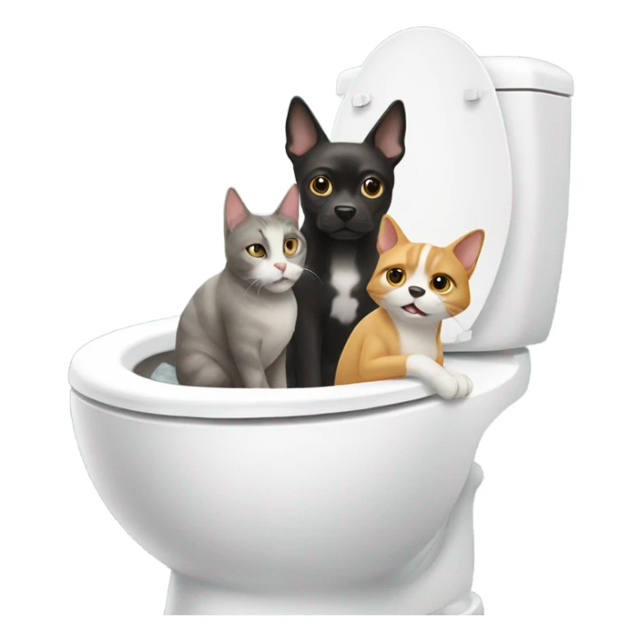 Cat and dog on a toilet sticker