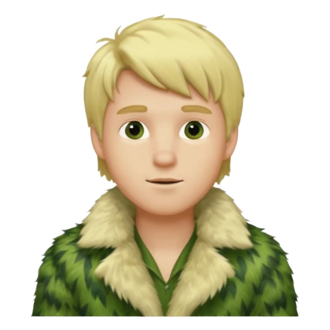  blonde male in green fur coat  sticker