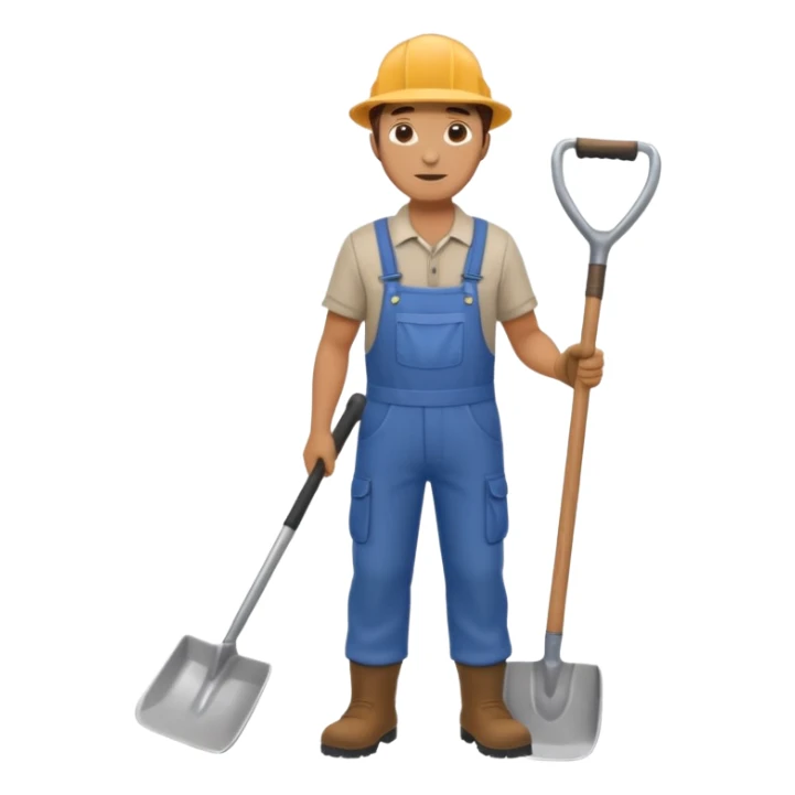 Landscaping company worker, shoveling, full body sticker