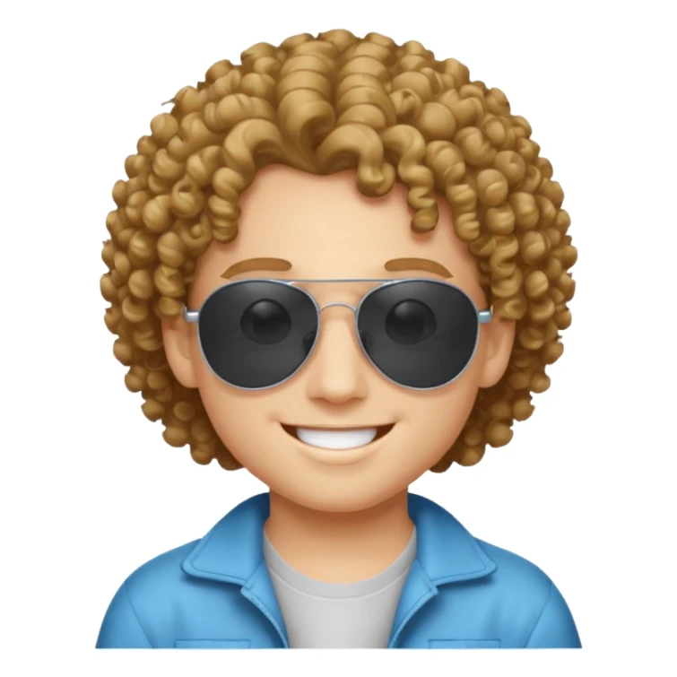 chico con pelo rizado, piel blanca y unas gafas de sol y2k sticker