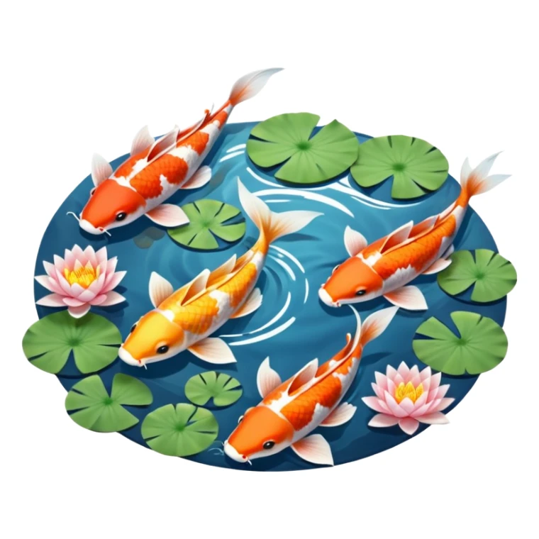 koi and lotus in circle pond sticker