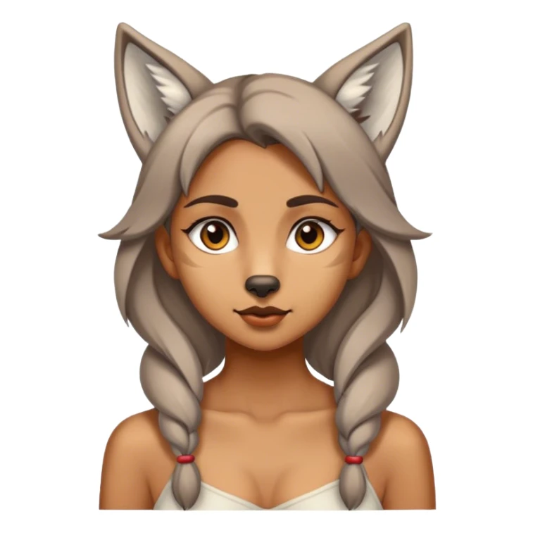 a girl with a tail and ears of a wolf sticker