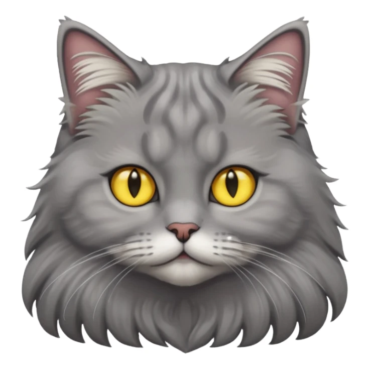 grey fluffy british long hair cat with yellow eyes cuteer  sticker