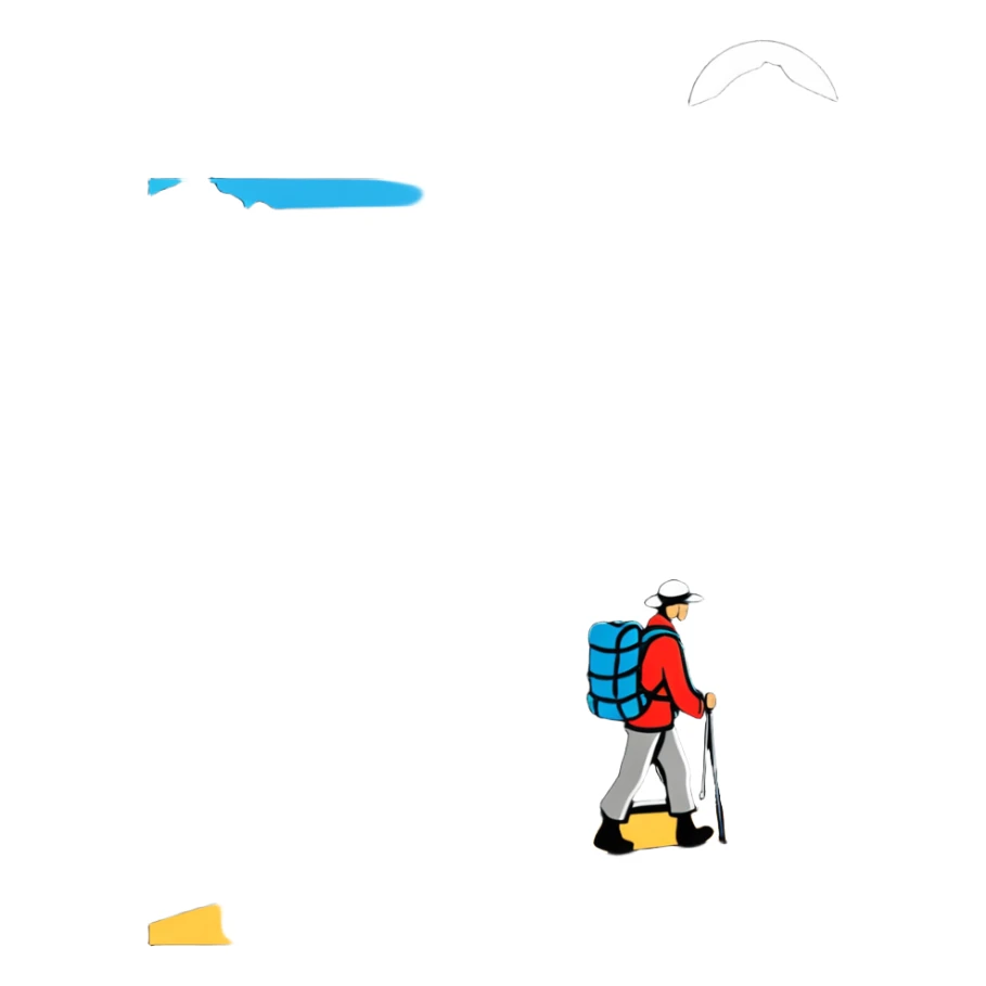 lonesome hiker walks down the camino de santiago path sticker