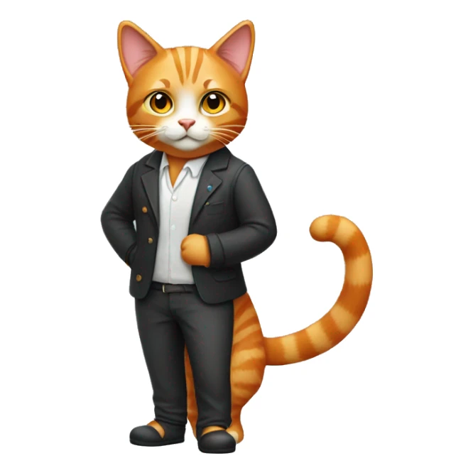 full body orange cat with casual party outfit sticker