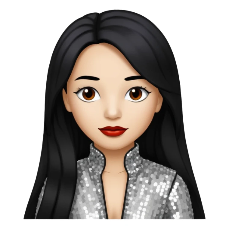 Chilli from TLC with long black hair, silver outfit sticker