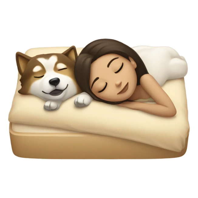 brunette Sleeping beauty girl with golden beige Husky sticker