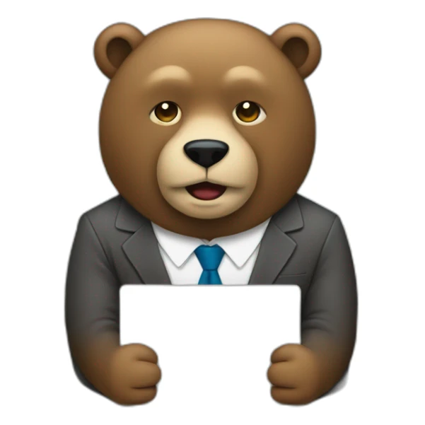 oso con de traje, trabajando con una laptop sticker