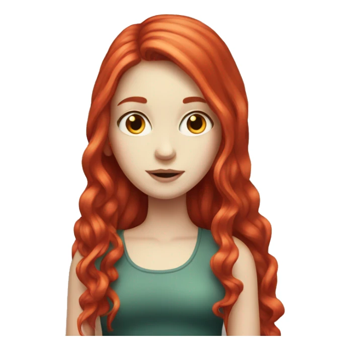 Pale girl with long bright red hair sticker