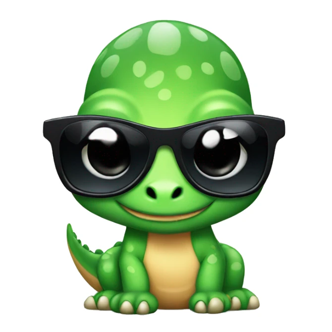 a baby dinosaur with black sunglasses sticker