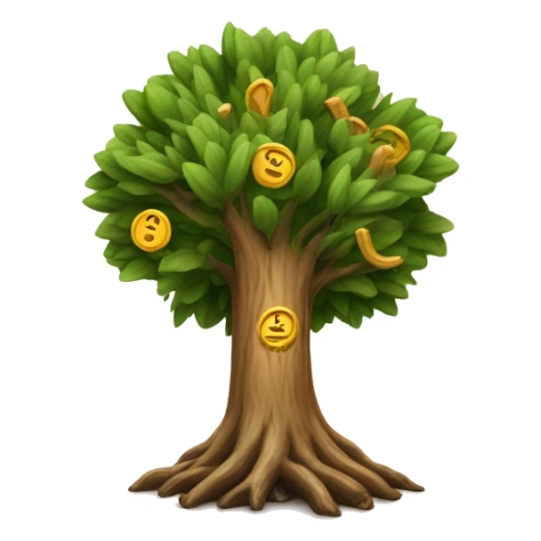 a dried up tree where the root is money sticker