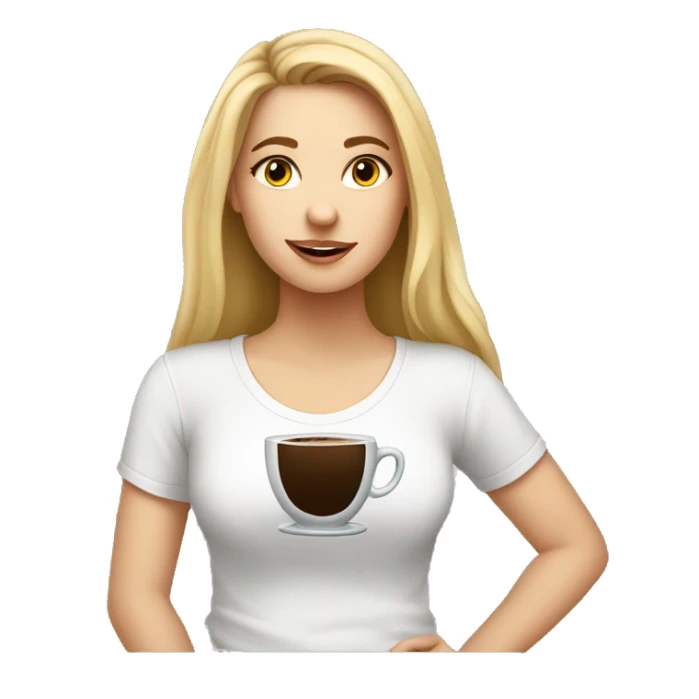 White Girl Student wearing a tshirt Saying Coffee is life  sticker