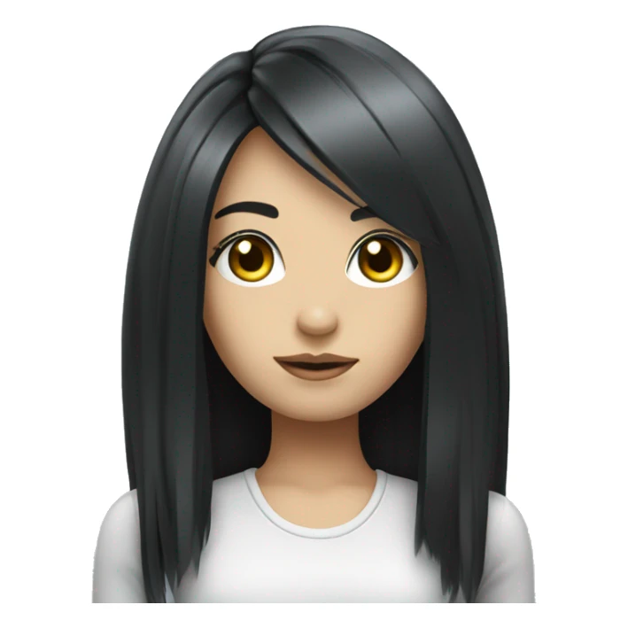 female robot chatbot with long black hair  and lashes sticker