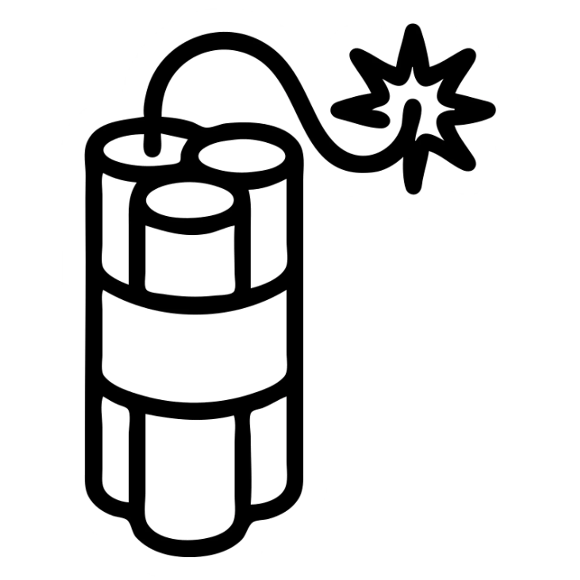 cartoon-style dynamite bomb with a lit fuse, red sticks bundled together, white tape, inspired by the reference image, bold outlines sticker