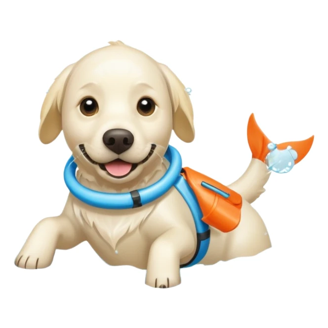White labrador with snorkel and fins sticker