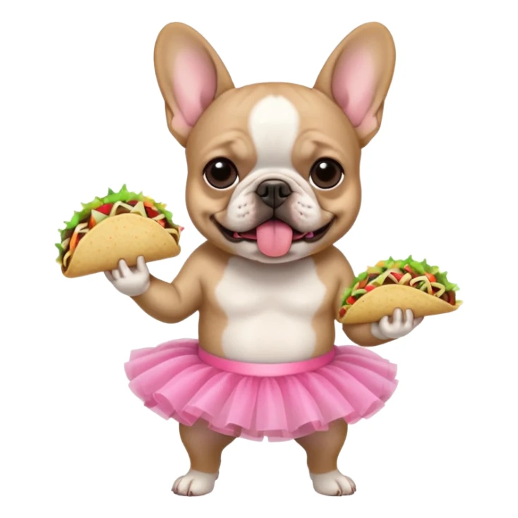 Frenchie eating Tacos with pink tutu sticker