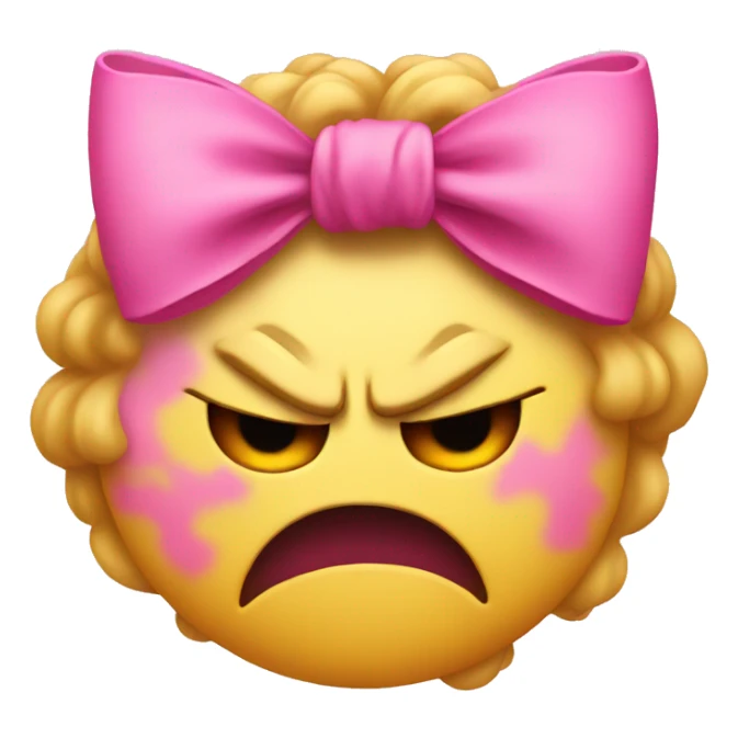 Angry emoji with a pink bow on top  sticker