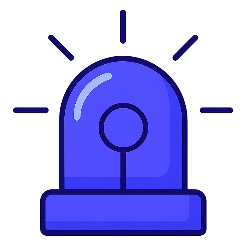 an all-round police-style beacon, rotating, in violet blue, simple and clear design, modern icon style sticker
