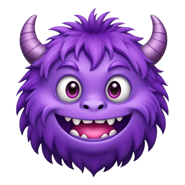A purple monster with soft fur with a warm smile. sticker