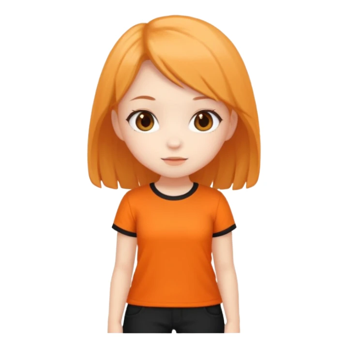 Cute chibi girl wearing a orange shirt and black pants  sticker