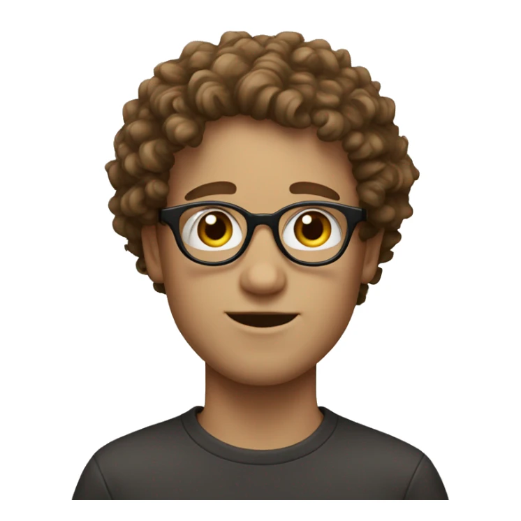 White boy, with brown curly hair, and big thin round glasses sticker