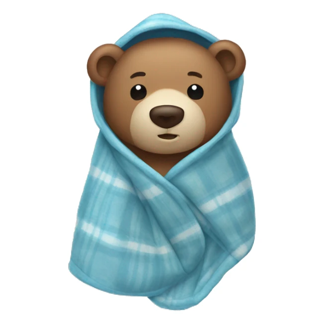 bear cozy in blanket sticker