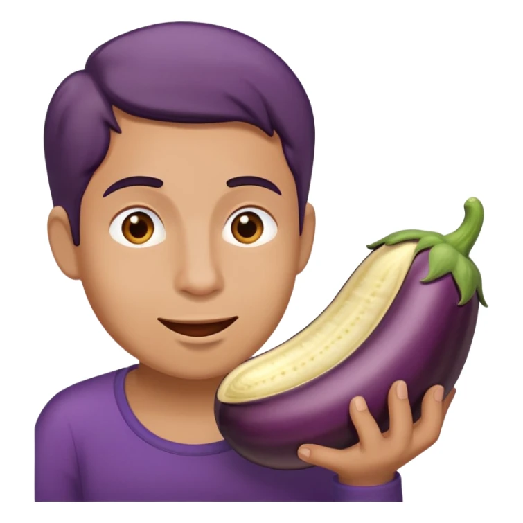 person eating big eggplant sticker