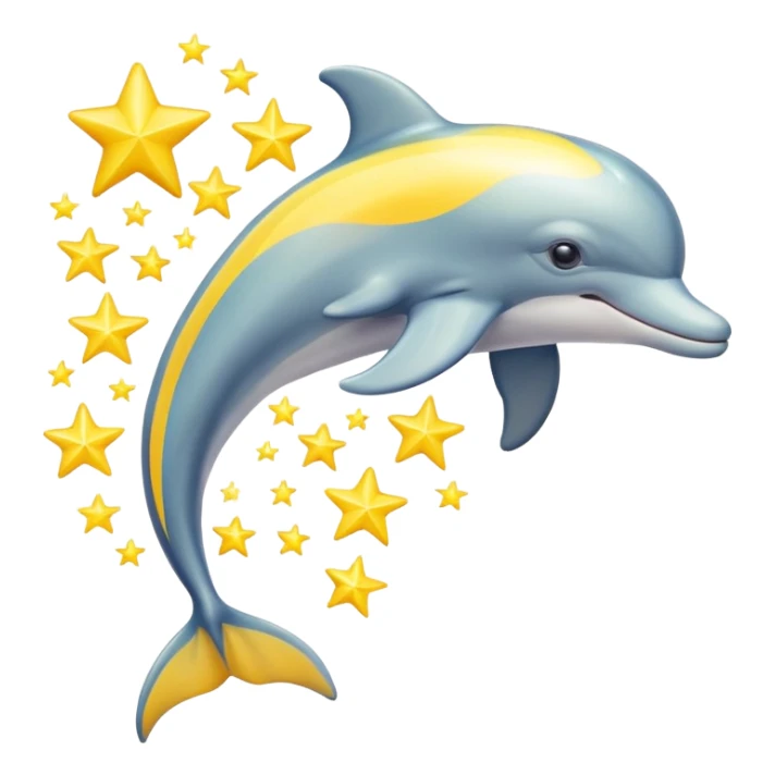 Colorful streaked yellow Dolphin with silver stars sticker