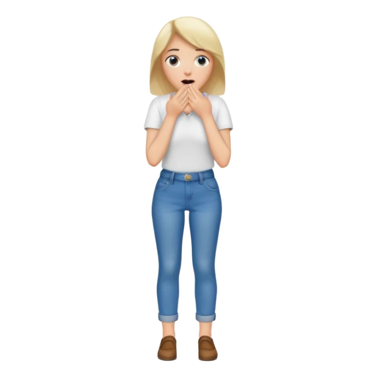 woman surprised with her hands over her mouth, full body sticker