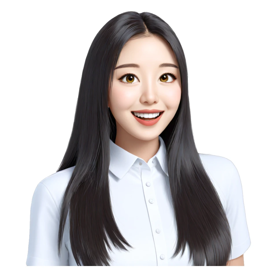 smiling girl in white shirt sticker