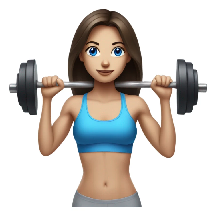 Realistic brunette girl with bright blue eyes lifting weights sticker