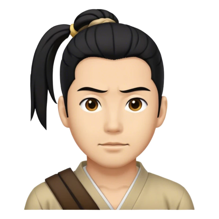 Pony tail Japanese man with black hair sticker