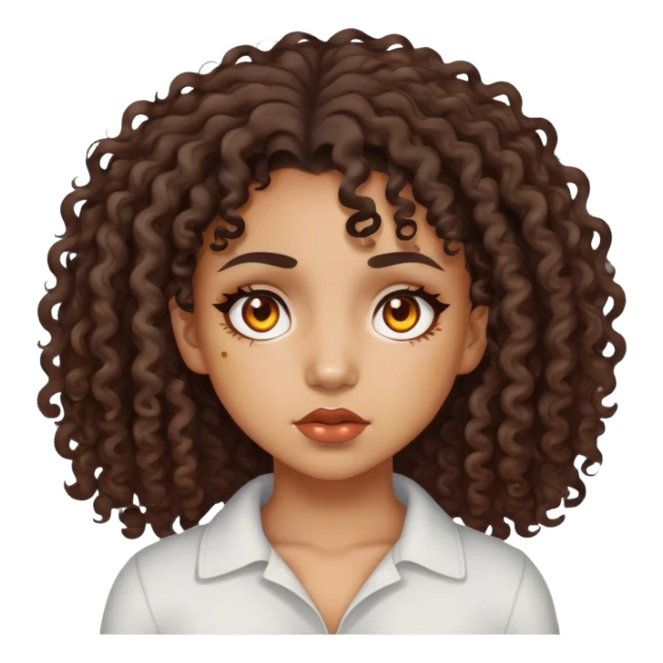 Burned eyes mixed race girl medium curly hair  sticker