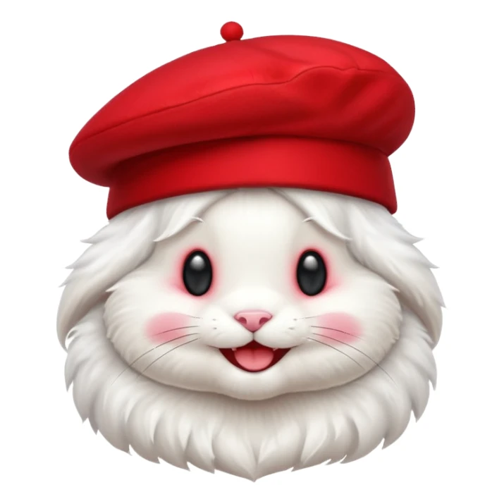 Cute bunny smiley face in full height, in a stylish red beret. sticker