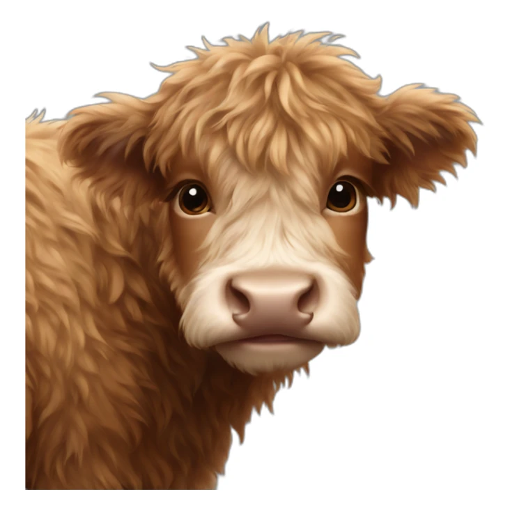 brown fluffy baby scottish cow sticker
