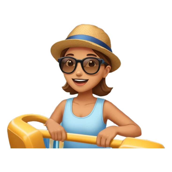 person excitedly going to an amusement park, with a roller coaster or ferris wheel in the background sticker