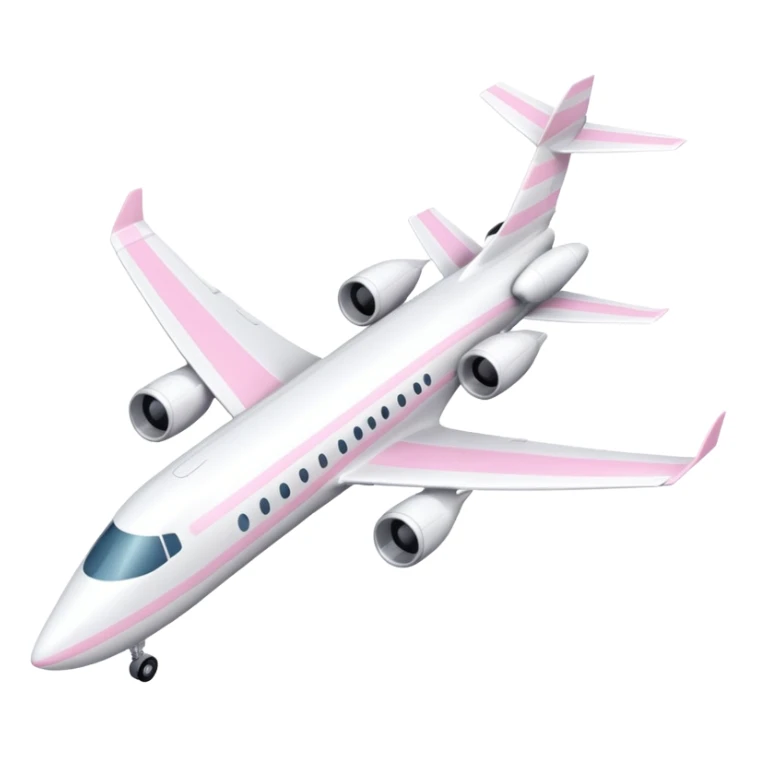 White plane with pastel pink stripes with one jet under each wing sticker