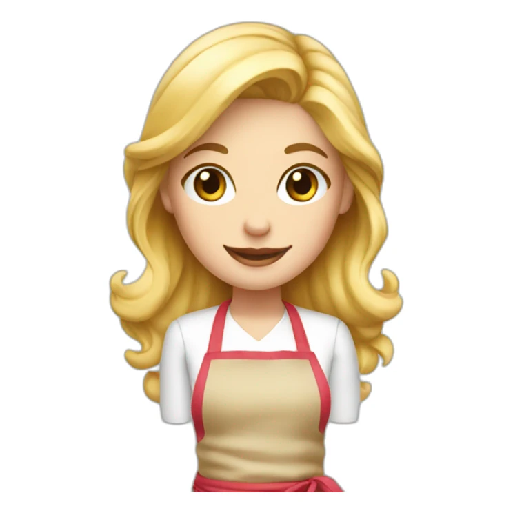 Blond girl in apron making croissant sticker
