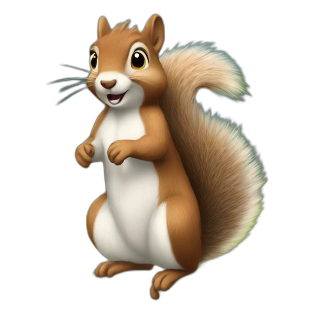 the squirrel has a very shaggy coat because of the wind sticker